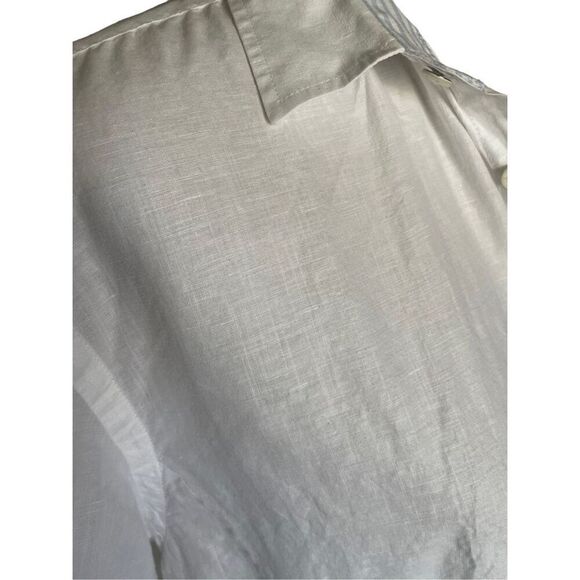 Ted Baker Men's White Linen Short Sleeve  Button-Down Shirt Size 5 - Picture 8 of 11